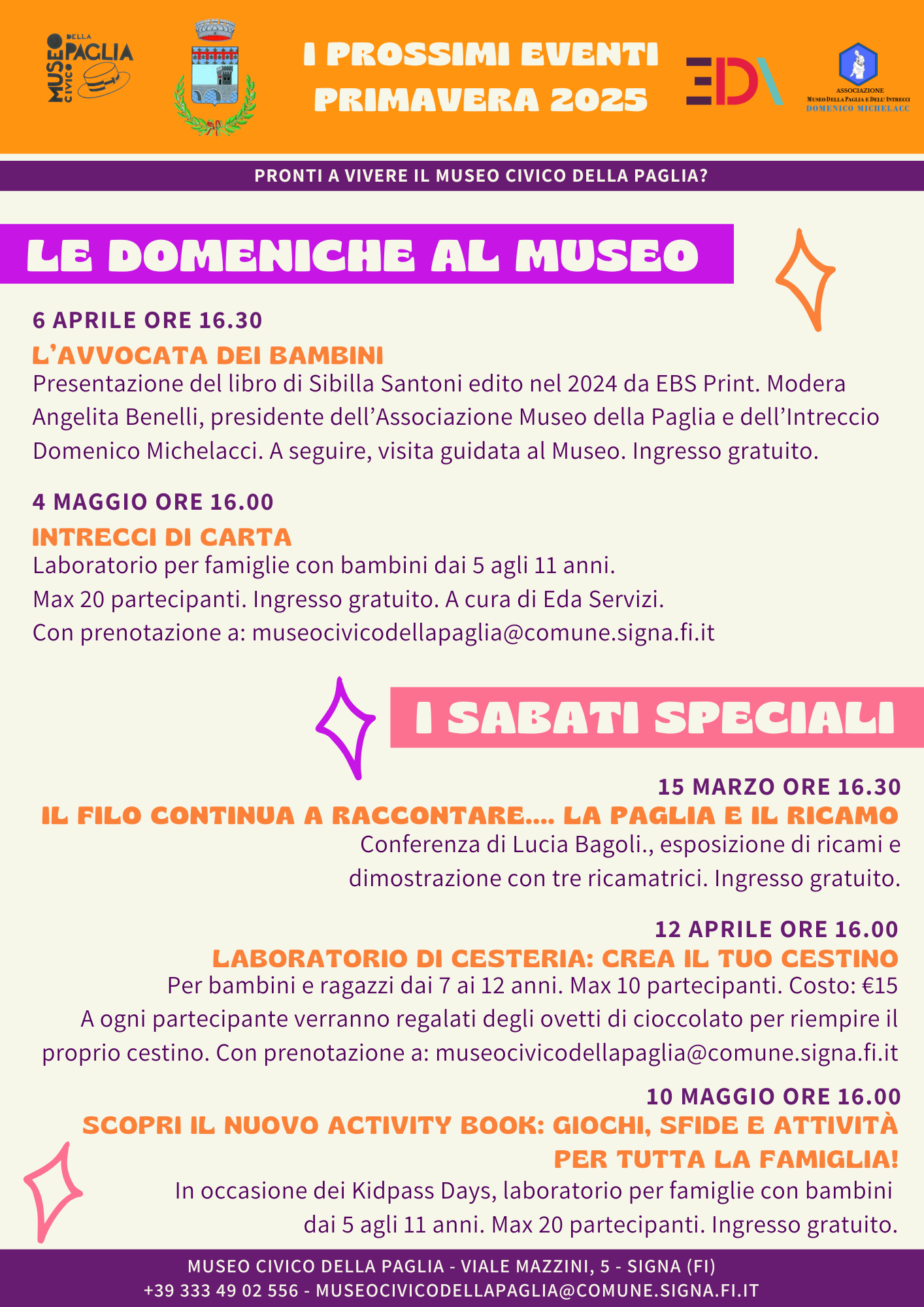 LE DOMENICHE ED I SABATI AL MUSEO CIVICO DELLA PAGLIA